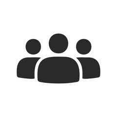 Minimalist black group icon featuring three silhouettes in circular formation