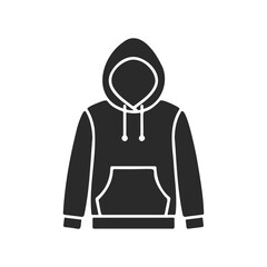 Obraz premium Black hoodie sweatshirt with front pocket and drawstrings on white background