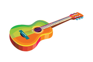 Vibrant acoustic guitar with rainbow color design