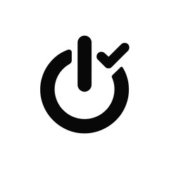 Power button with check mark symbol silhouette