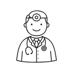 Obraz premium Outline icon of caucasian male doctor in professional attire with stethoscope