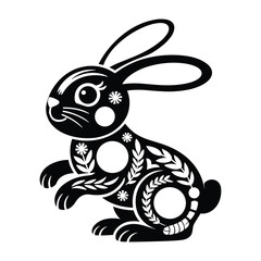 Chinese paper cut rabbit silhouette for traditional design Vector illustration