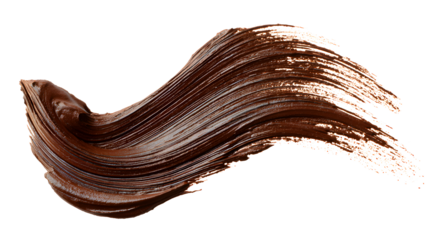 Single chocolate smear brush stroke isolated on a white background