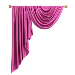 draping pink fabric Luxurious softly, creating graceful and folds delicate knot against transparent backdrop for versatile design application