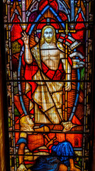 Colorful Christ Victor Stained Glass St Andrew Cathedral Honolulu Hawaii
