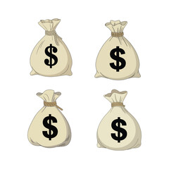 Money bag icon set for finance banking and business design Vector illustration