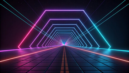 Enter the vibrant neon tunnel, a futuristic gateway to digital innovation now