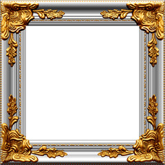 beautiful ornate realistic square gilded gold silver picture painting frame portrait vector isolated on transparent background