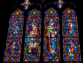 Colorful  Jesus Stained Glass St Andrew Cathedral Honolulu Hawaii