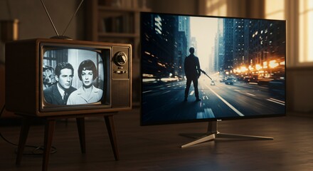Obraz premium old vs new technology television tv
