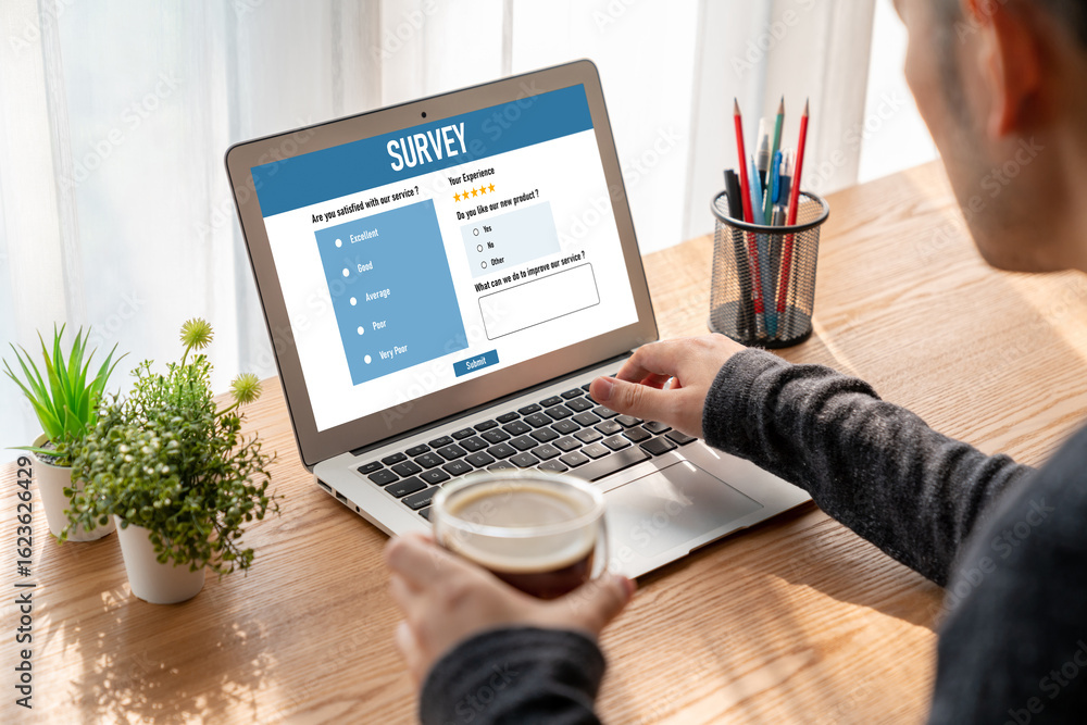 Poster online survey form for modish digital information collection on the internet network