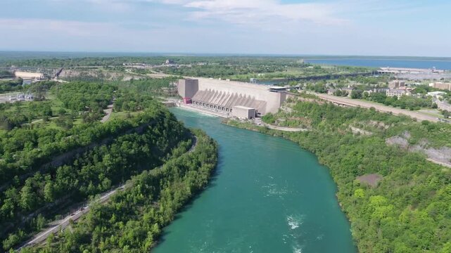 Aerial view of sir adam beck hydroelectric power generating station