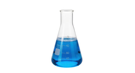 Isolated Erlenmeyer Flask with Blue Liquid