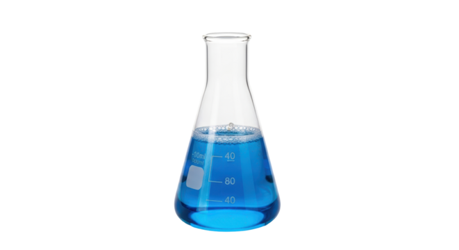 Isolated Erlenmeyer Flask with Blue Liquid