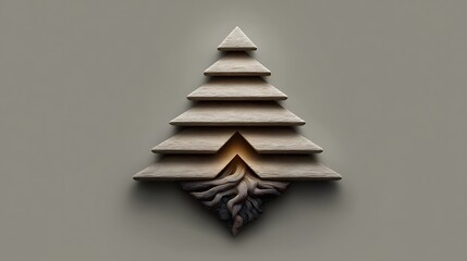 Subtle 3D effect using stacked equilateral triangles, arranged in downward and upward orientations with soft natural shadows