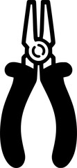 Technical electric long nose pliers. Outline technical electric sign, symbol, vector, art