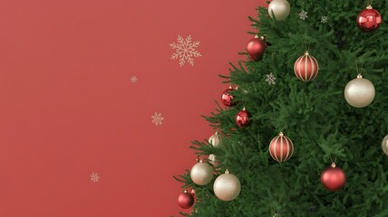 Festive Christmas Tree with Ornaments and Snowfall