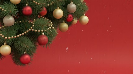 Festive Christmas Tree with Ornaments and Snowfall