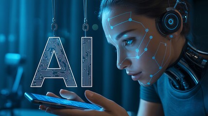 AI-Inspired Portrait with Smartphone and Headphones