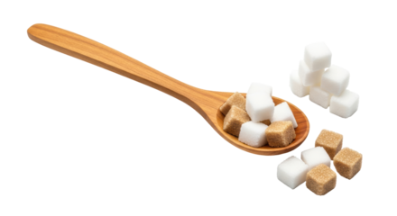 Isolated Brown and White Sugar Cubes with Spoon
