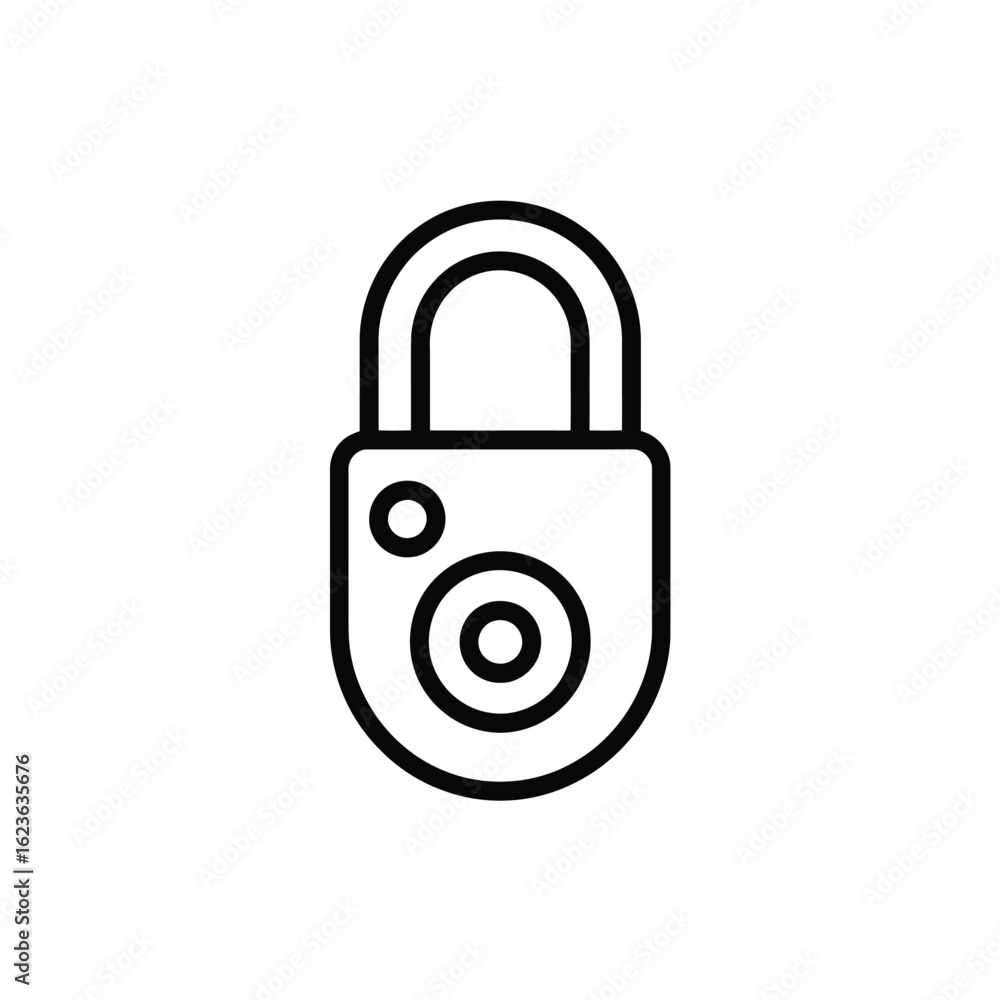 Poster simple padlock illustration with secure lock mechanism and keyhole element