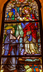 Nun Jesus Sacred Heart Stained Glass Catholic Cathedral Honolulu Hawaii