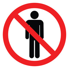 No entry sign, Black standing person symbol, Access restricted to authorized personnel only sign.Isolated On White Background Label