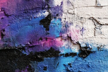 Abstract Textured Painting with Bold Brushstrokes in Blue Purple and Black