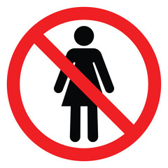 No entry sign, Black woman symbol, Access restricted to authorized personnel only sign.Isolated On White Background Label