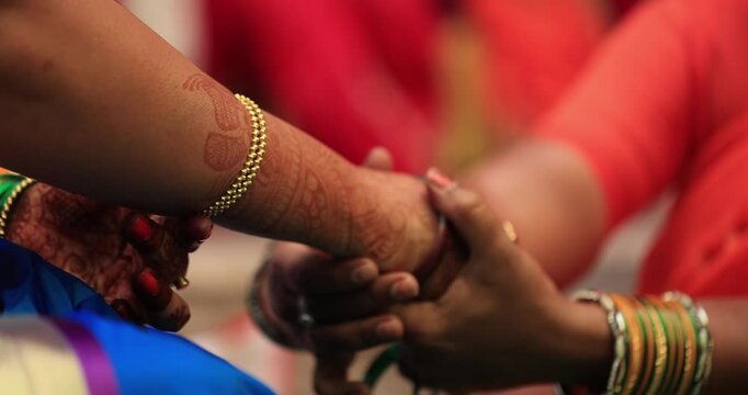 Indian Wedding Traditions: A Beautiful Journey Begins at Home. To put bangles on the hand