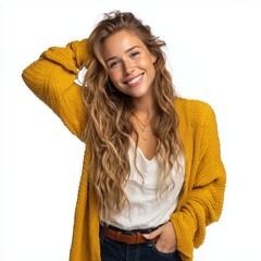 frau, schönheit, haar, person, gesicht, leute, lächelnd, lächeln, heranwachsender, ausdruck, brünett, leitbild, 1, gestalten, anschauen, pullover, auge, atelier, kopf