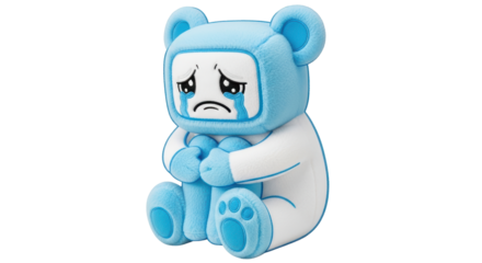 Isolated Sad Blue Plush Toy