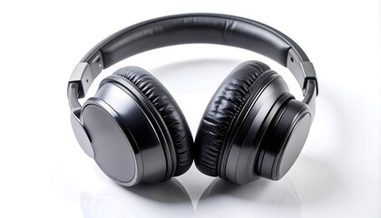 Black over-ear headphones on white background