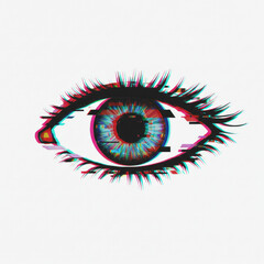 Digital Glitch Forming The Shape Of An Eye Isolated On White Background