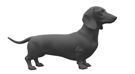 Isolated Dachshund Dog in Gray Scale