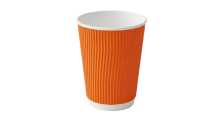Isolated Orange Paper Cup on White Background