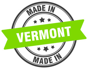 Made in Vermont round sign. Made in Vermont stamp.
