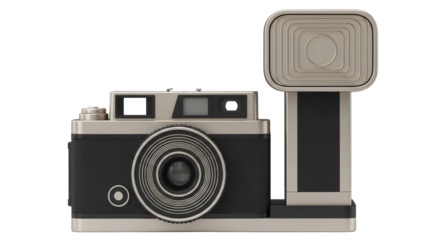 Isolated Retro Camera with Flash