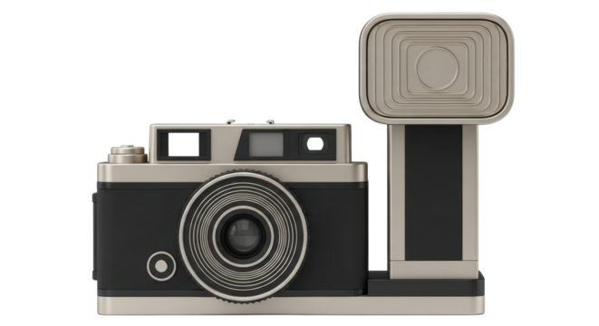 Isolated Retro Camera with Flash