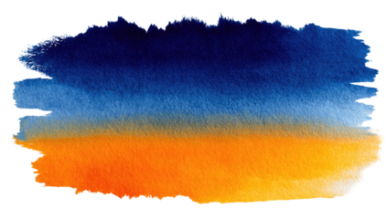 Watercolor abstract shape, dark blue to orange gradient