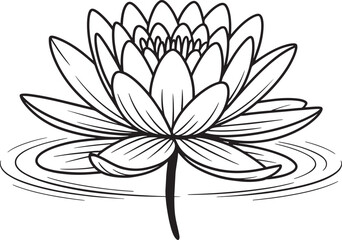 Elegant Water Lily Blossom Vector Illustration for Botanical and Serene Design Projects