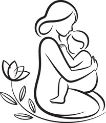 Mother and Child Embrace Vector Illustration for Family and Affectionate Designs