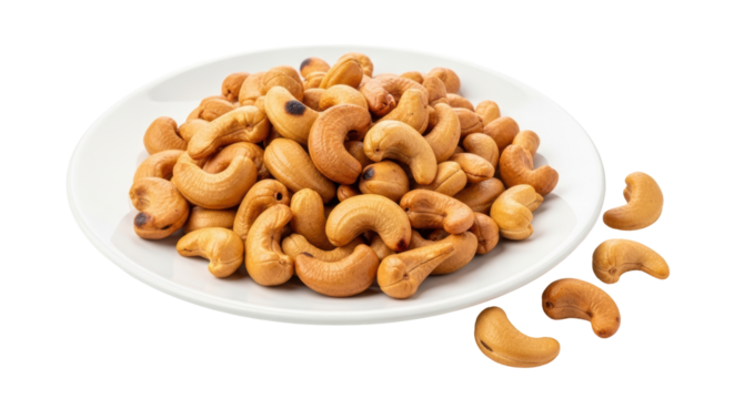 Isolated plate of cashew nuts