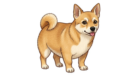 Isolated Cartoon Shiba Inu Dog
