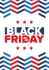 Black Friday. Sale up to 90% off. Biggest sale of the year. Special offer banner. Holiday shopping in United States. Super season deal in November. Discount badge. Creative vector template