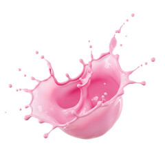 Dynamic Splash of Pink Milk or Yogurt on a Transparent Background