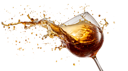 Wine splashing in a glass isolated on a white background