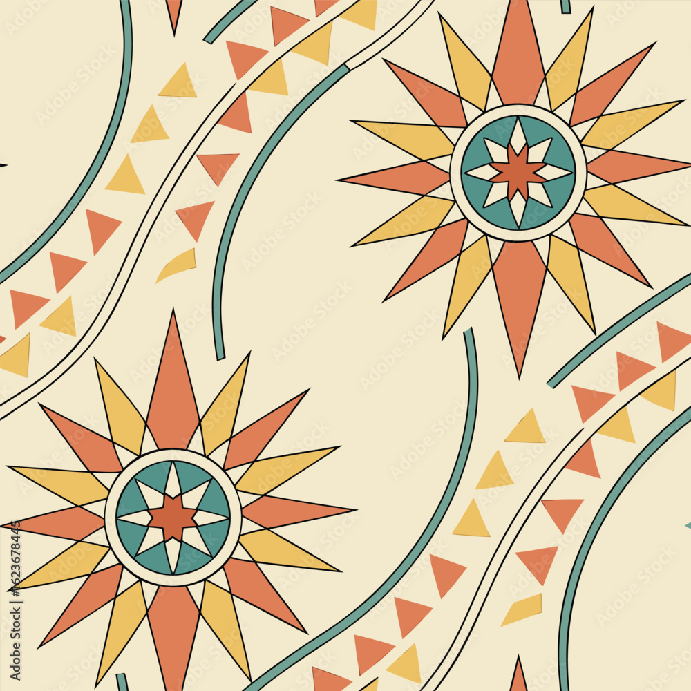 Poster a vibrant and versatile seamless repeating geometric pattern with a modern abstract aesthetic perfec
