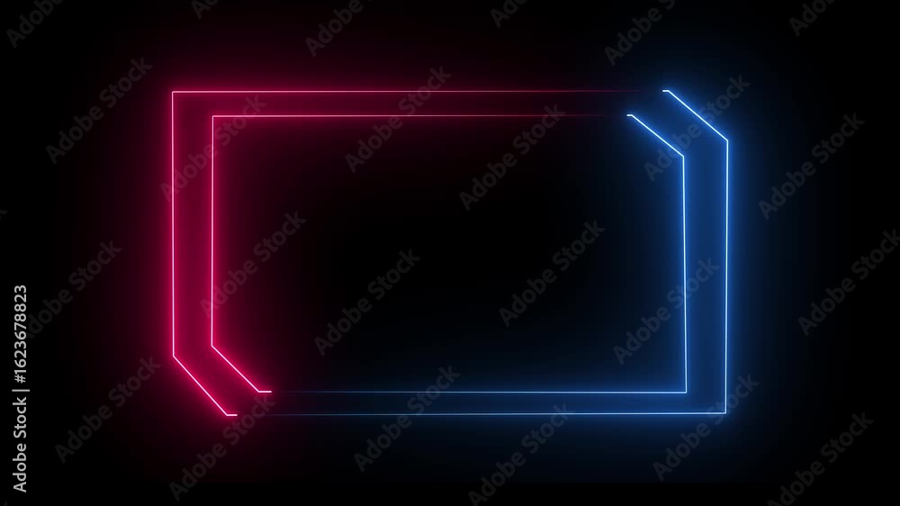 Poster abstract seamless pattern of neon glowing ultraviolet lines. neon red and blue color glowing ultravi