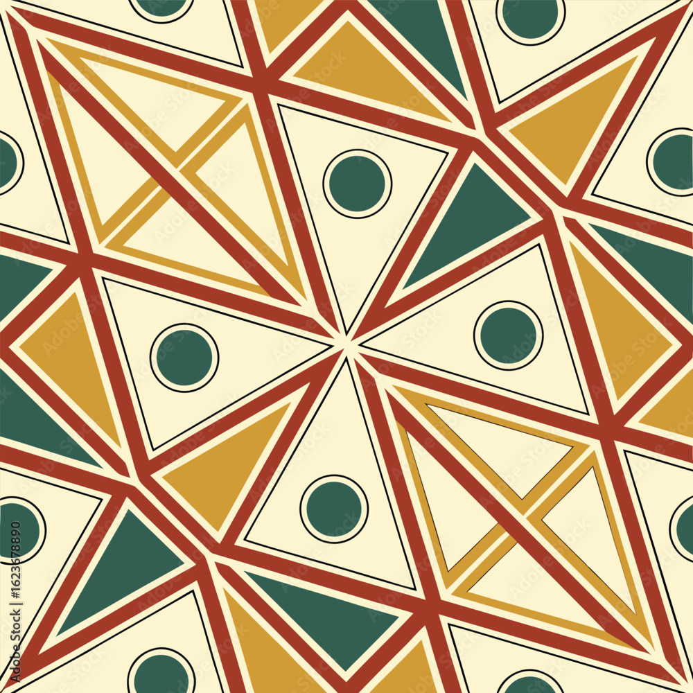 Aufkleber abstract geometric repeating pattern featuring stylized triangles in bold vibrant colors suitable fo